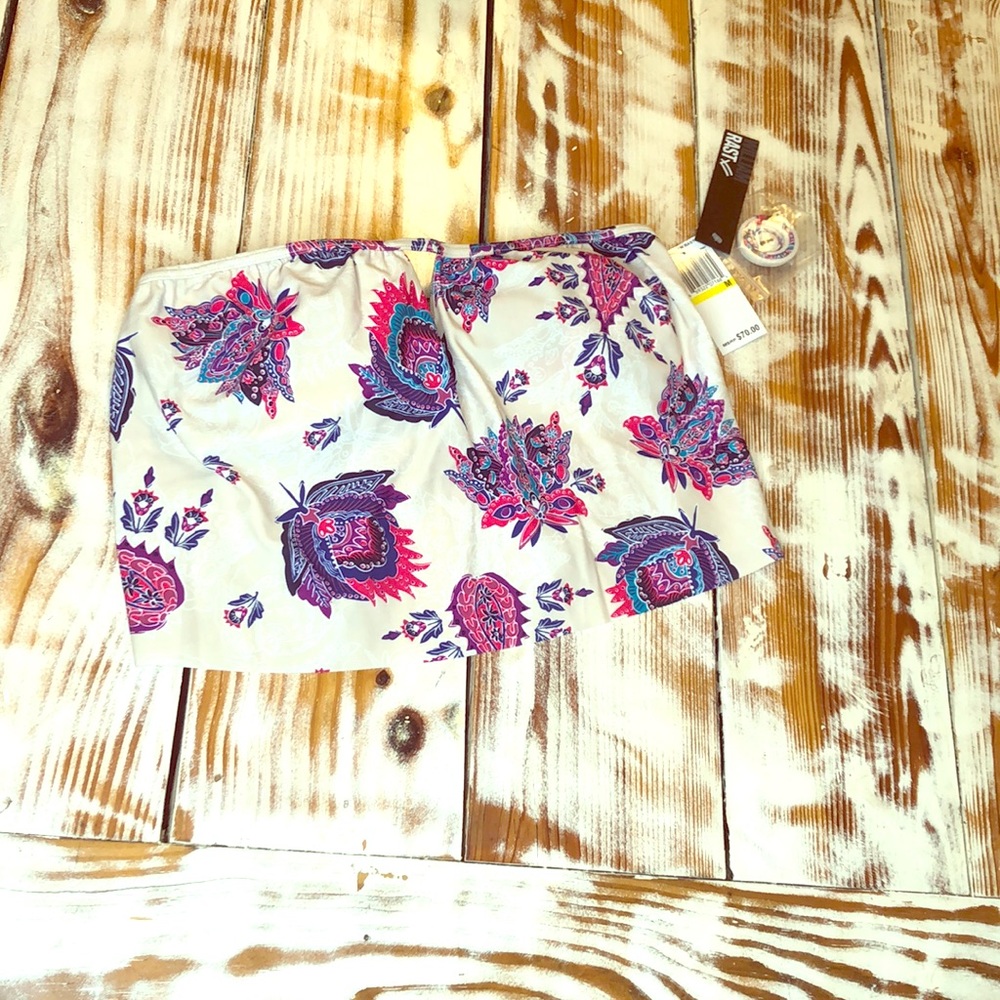 William Rast Purple Pink White Floral Bikini Top Size Medium